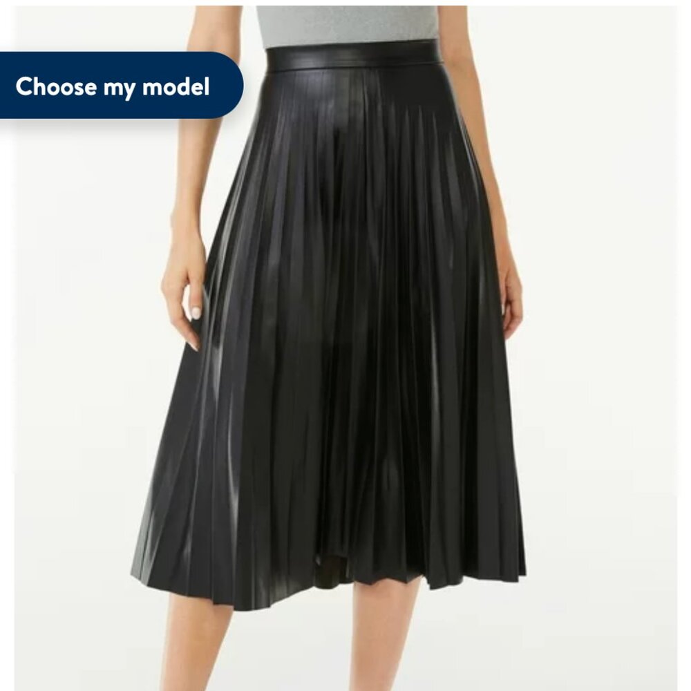 Faux Leather Pleated Midi Skirt (new) Scoop